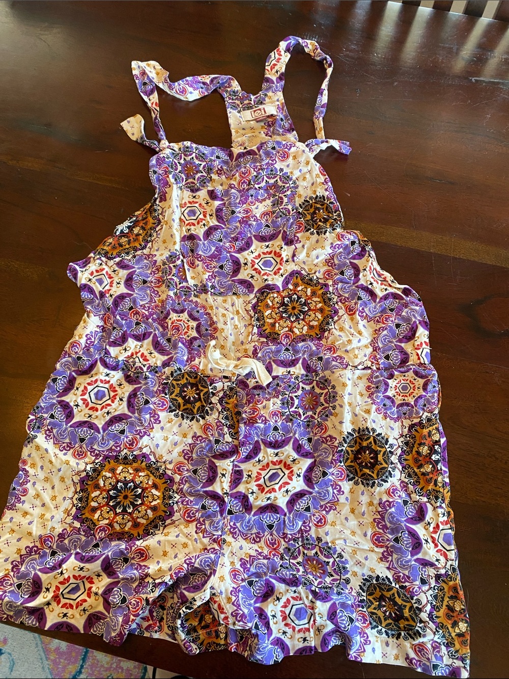 lei rayon Boho Print Apron short-alls